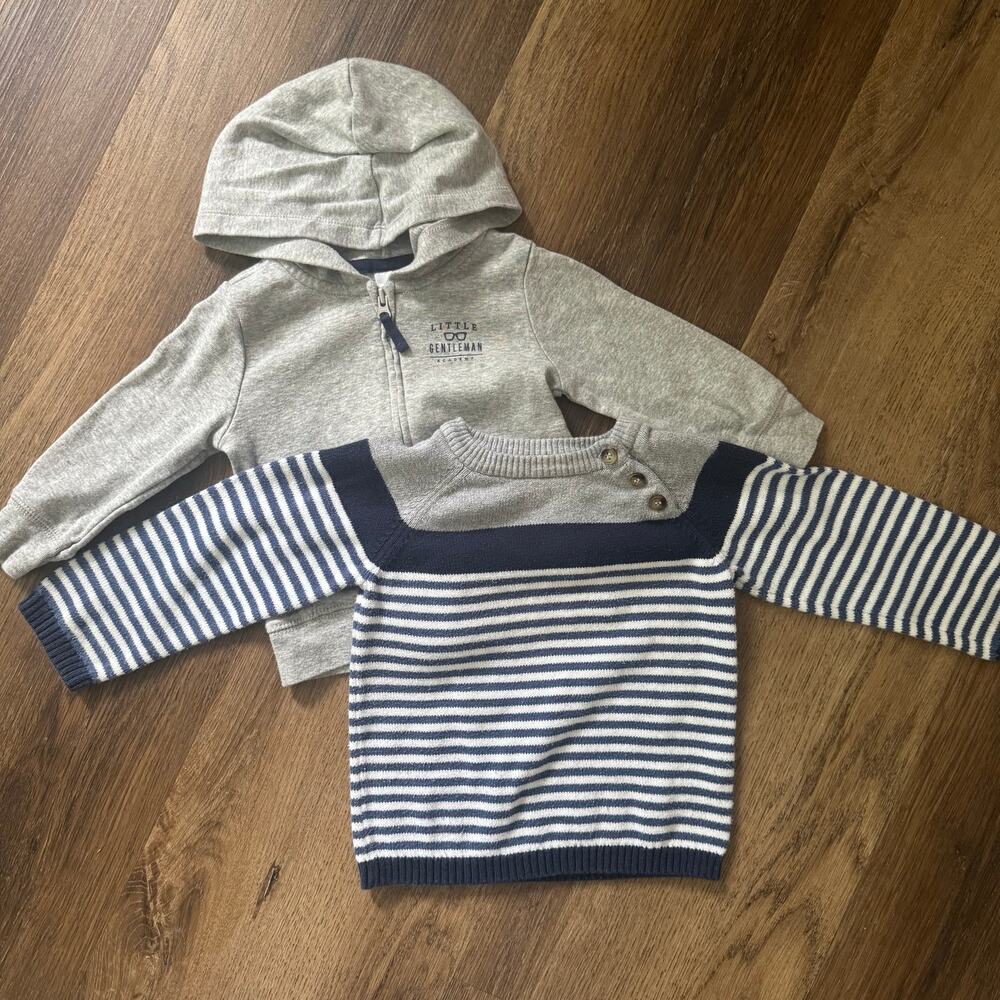Bundle of Baby Boy Fall-Wear, Hooded Zip Down and Sweater, 2 Pieces